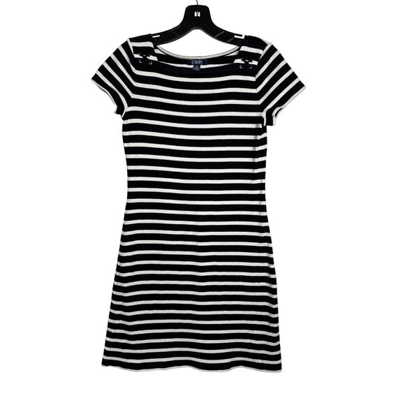 Chaps Black & White Striped Nautical-Inspired Dress Size Small - Picture 1 of 8